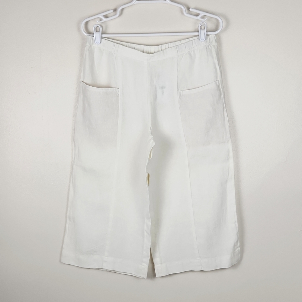 J. Jill 100% Linen Wide Leg   Capri Pants